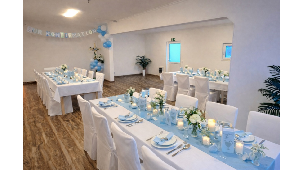 Festlich gedeckte Tafel für private Feierlichkeiten in Jimmys Eventlocation Giebelstadt